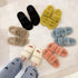 Winter Women Slippers Flat Casual Shoes Women Slippers Furry Slippers Thick Bottom Home Soft Slippers Faux Fur Slippers Comfy Open Toe Two Band Slides With Fleece Lining And Rubber Sole