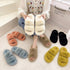 Winter Women Slippers Flat Casual Shoes Women Slippers Furry Slippers Thick Bottom Home Soft Slippers Faux Fur Slippers Comfy Open Toe Two Band Slides With Fleece Lining And Rubber Sole