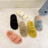 Winter Women Slippers Flat Casual Shoes Women Slippers Furry Slippers Thick Bottom Home Soft Slippers Faux Fur Slippers Comfy Open Toe Two Band Slides With Fleece Lining And Rubber Sole