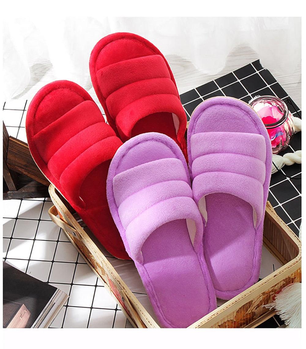 Winter Women Slippers Home Soft Slippers Flip Flops Plush Warm Hotel Sandals Anti Skid Bedroom Memory Foam Slippers Comfy Slip-On House Shoes With Anti-Skid Sole