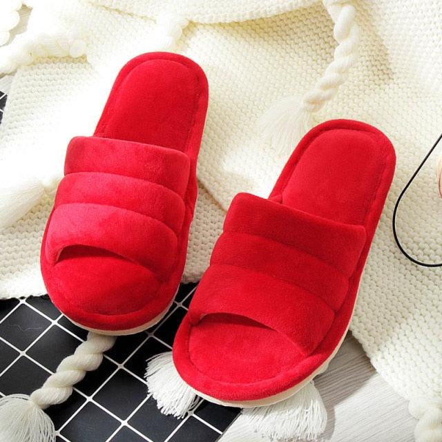 Winter Women Slippers Home Soft Slippers Flip Flops Plush Warm Hotel Sandals Anti Skid Bedroom Memory Foam Slippers Comfy Slip-On House Shoes With Anti-Skid Sole