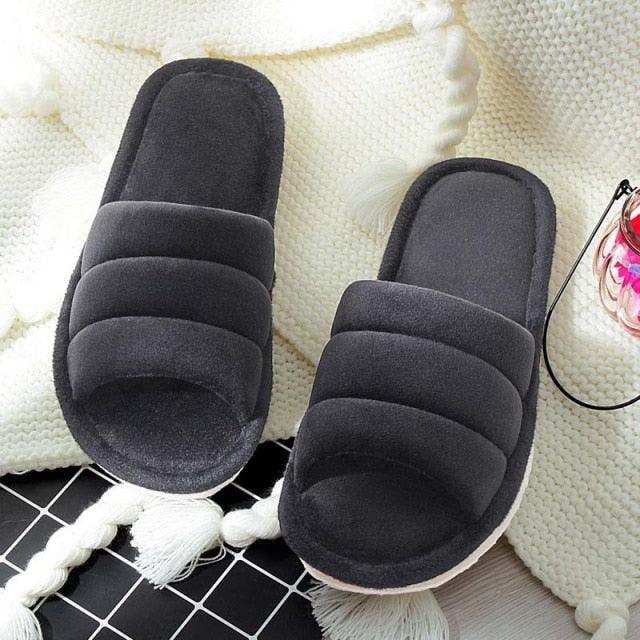 Winter Women Slippers Home Soft Slippers Flip Flops Plush Warm Hotel Sandals Anti Skid Bedroom Memory Foam Slippers Comfy Slip-On House Shoes With Anti-Skid Sole