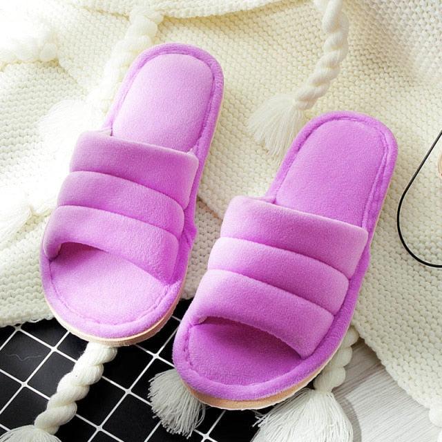 Winter Women Slippers Home Soft Slippers Flip Flops Plush Warm Hotel Sandals Anti Skid Bedroom Memory Foam Slippers Comfy Slip-On House Shoes With Anti-Skid Sole