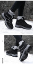 Winter Womens Mens Boots Plush Leather Waterproof Climbing Hunting Shoes Unisex Lace-up Outdoor Warm Hiking Boot Warm Ankle Cushionable Non-Slip Fashion Booties For Outdoor Walking