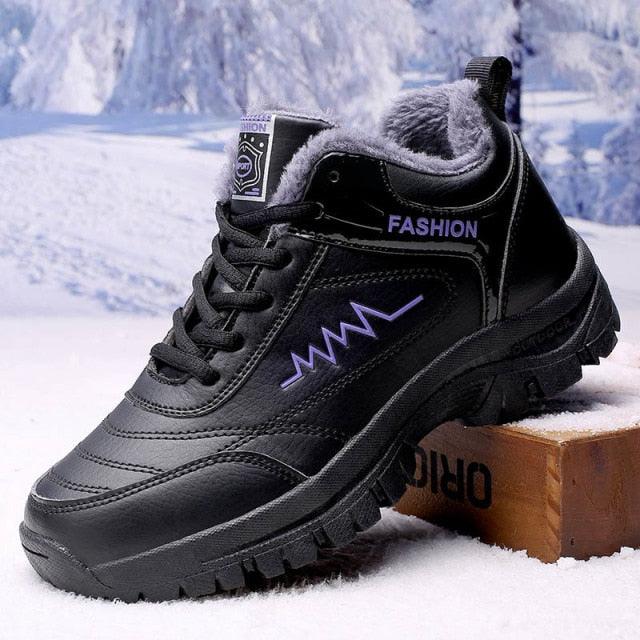 Winter Womens Mens Boots Shoes Plush Warm Sneakers Outdoor Waterproof Ankle Snow Boots Casual Leather Hiking Boots Outdoor Trekking Boot Mid Hiker Boot For Mens