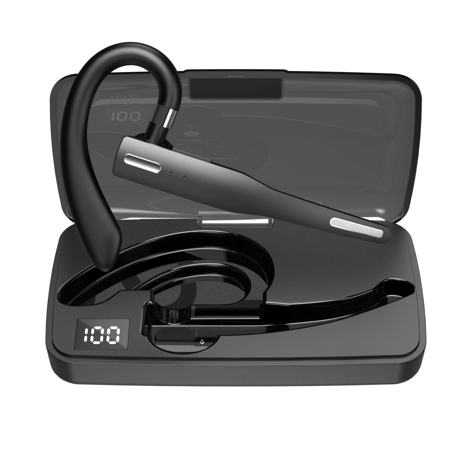 Wireless Bluetooth Business Earphone Noise Isolating Earbuds Wireless Headphones With Chraging Case LED Display Built-in Microphones For Clear Calls Single Over Ear Handsfree Earbud For Driving Charging Case Headphone Microphone Office Headset For Work