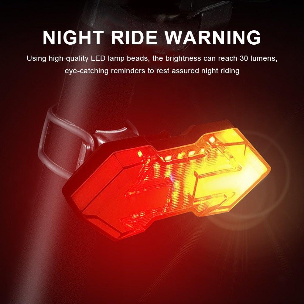 Wireless Remote Turn Signal Bicycle Light Indicator Smart LED Bike Taillight USB Rechargeable Cycling Rear Lamp USB LED Wireless Bike Rear Light Remote Control Bike Brake Light Bicycle Cycling Safety Outdoor Flashlight