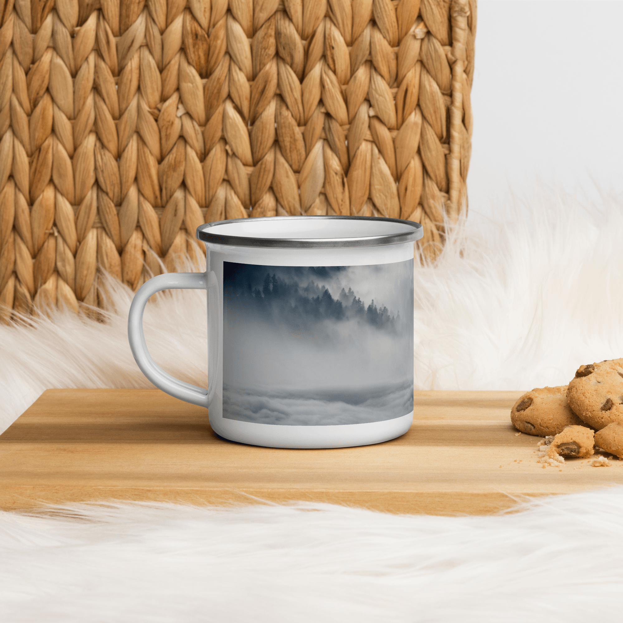 Wolf Staying In Snow On Foggy Snowy Mountain Enamel Mug Full Printed Mug For Tea Cup Coffee Mug Soup mug Metal Cups Travel Mugs for Coffee Mug Set for Backpacking & Hiking - STEVVEX POD - 1002, Black and white wolfs mug, Enammel mug with wolfs, Winter Decor mug, Wolf and forest mountain, Wolf And mountain Mug, Wolf In dark Mug, Wolf in snow, Wolf in snow enamel mug, Wolf Mug, Wolf On Mountain, Wolf printed enamel mug - Stevvex.com