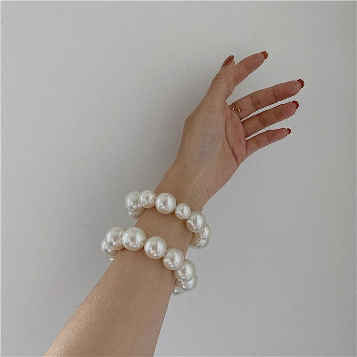 Woman Big Pearl Hair Ties Fashion Korean Style Hairband Scrunchies Girls Ponytail Holders Rubber Band Hair Accessories Ponytail Holder Accessories for Women And Girls