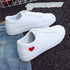 Woman Fashion New PU Leather Shoes Breathable Cute Heart Flats Casual White Sneakers Platform Tenis Comfortable Shoes Leather Womens Sneakers