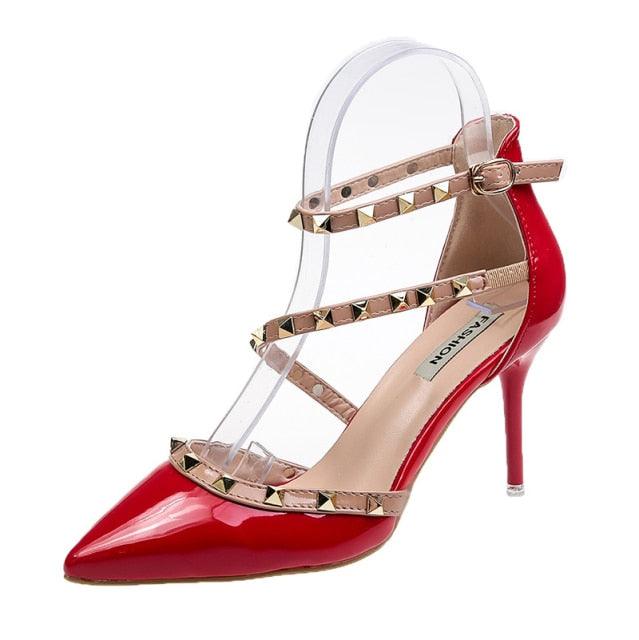 Woman Summer High Heels Valentine Pointed Toe Shoes For Women Luxury Heels For Women Sandals Strappy Heels Closed Toe Pointy Heels With Adjustable Strap