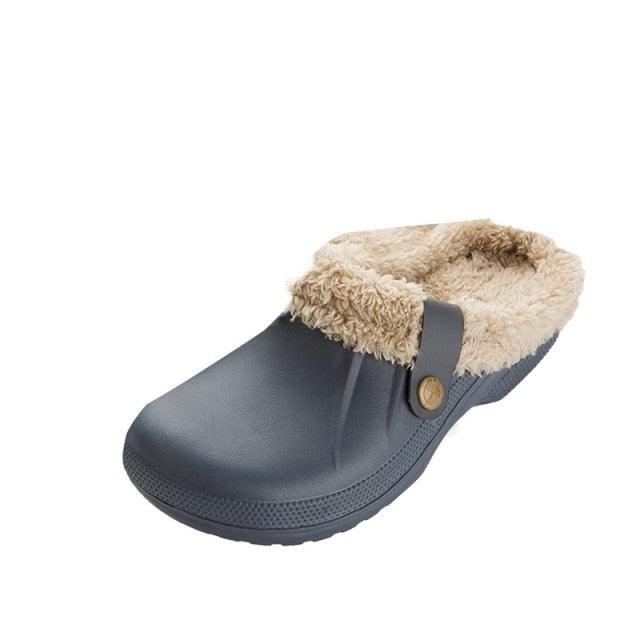 Women Autumn Winter New Warm Slippers Plush Waterproof Warm Slippers Clogs Couples Home Slipper Indoor Floor Shoes Waterproof Slippers Women Men Fur Lined Clogs Winter Garden Shoes