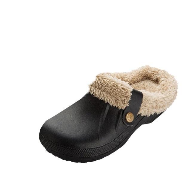 Women Autumn Winter New Warm Slippers Plush Waterproof Warm Slippers Clogs Couples Home Slipper Indoor Floor Shoes Waterproof Slippers Women Men Fur Lined Clogs Winter Garden Shoes