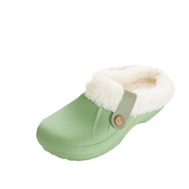 Women Autumn Winter New Warm Slippers Plush Waterproof Warm Slippers Clogs Couples Home Slipper Indoor Floor Shoes Waterproof Slippers Women Men Fur Lined Clogs Winter Garden Shoes