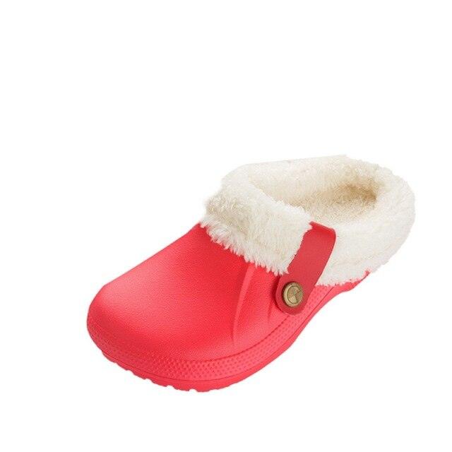 Women Autumn Winter New Warm Slippers Plush Waterproof Warm Slippers Clogs Couples Home Slipper Indoor Floor Shoes Waterproof Slippers Women Men Fur Lined Clogs Winter Garden Shoes