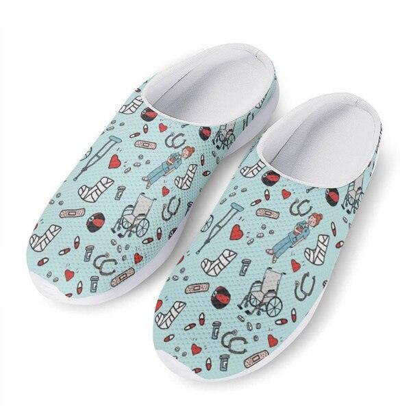 Women Beach Home Slippers Fashion Nurse Shoes Medical Doctor Sandals Summer Mesh Flats Sandals Lightweight Garden Clogs Quick-Drying Non-Slip Nurse Shoes For Women Home House Waterproof Slippers