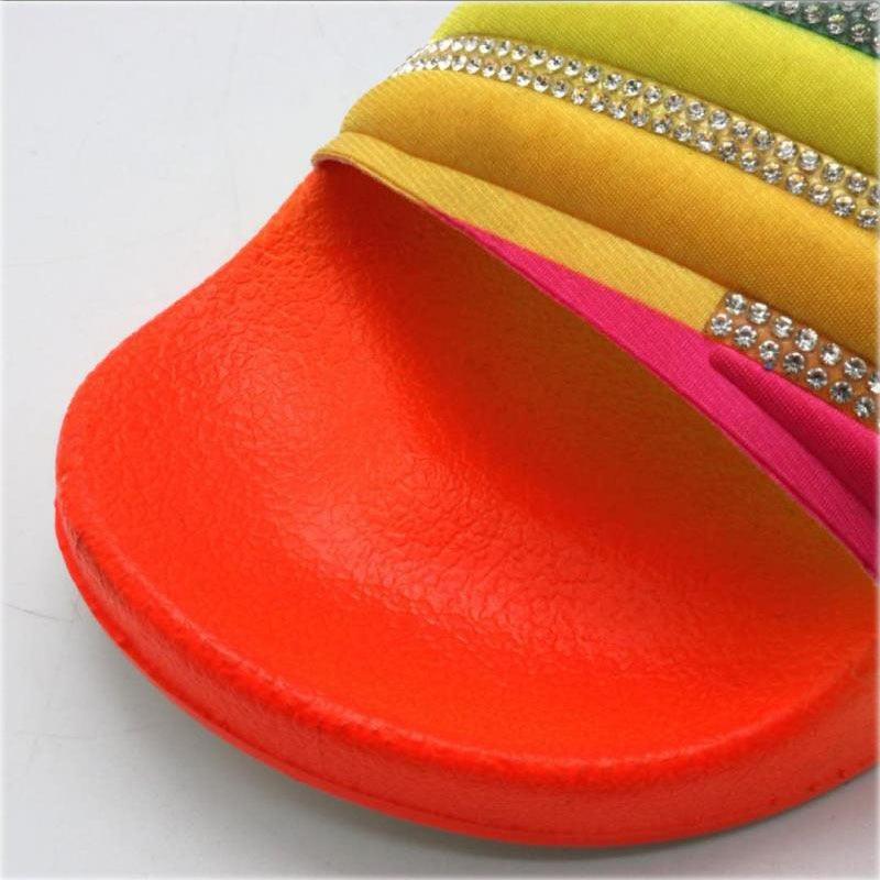 Women Beach Rubber Slippers Shoes Woman Flip Flops Rhinestone Sildes Candy Sandals Outdoor Flats Cute Sandals For Women Casual Summer Women Comfort Slip-On Sandal