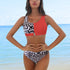 Women Bikini Set Leopard Swimwear Women High Waist String Floral Printed 2 Piece Bathing Suits Women Patchwork Swimsuits Push Up Printed Bikinis Buckle Front Beach Wear