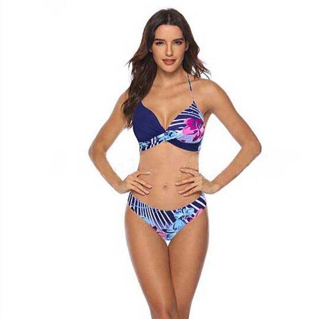 Women Bikini Set Push Up Female Swimsuit Swimwear Swim Two Piece Brazilian Bathing Suit Large Plus Size Women's Twist Front High Waist Bikini Swimsuit Drawstring Tie Side Bottom Two Piece Bathing Suit