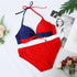 Women Bikini Set Push Up Female Swimsuit Swimwear Swim Two Piece Brazilian Bathing Suit Large Plus Size Women's Twist Front High Waist Bikini Swimsuit Drawstring Tie Side Bottom Two Piece Bathing Suit