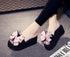 Women Bow Summer Sandals Slipper Indoor Outdoor Beach Shoes Slide Sandals For Women Knotted Bow Flat Footbed Sandals Open Toe Casual Summer Slide