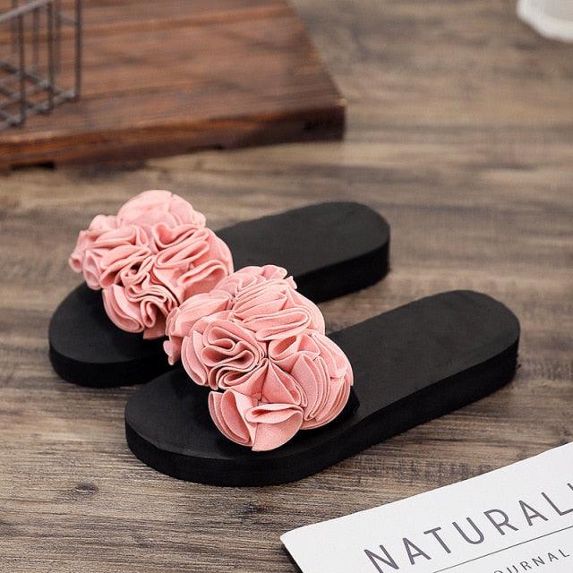 Women Bow Summer Sandals Slipper Indoor Outdoor Flip-flops Beach Shoes New Fashion Casual Flower Slipper High Heeled Bow-Knot Platform Flip Flops Beach Sandals Fashion Summer Slippers