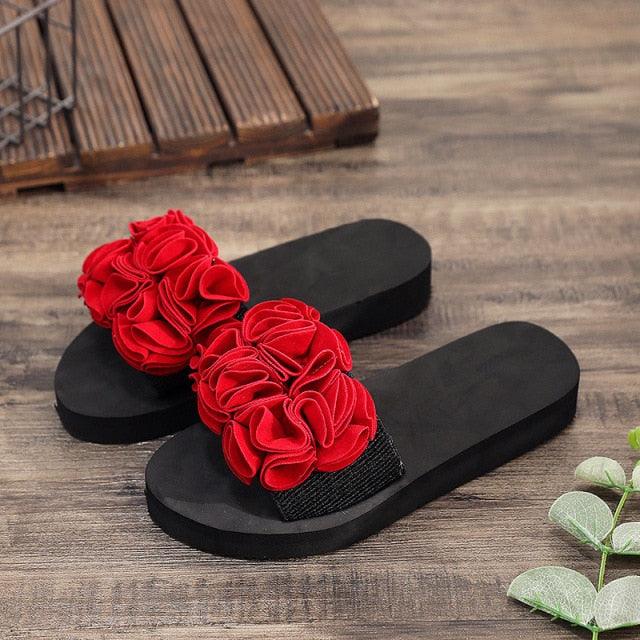 Women Bow Summer Sandals Slipper Indoor Outdoor Flip-flops Beach Shoes New Fashion Casual Flower Slipper High Heeled Bow-Knot Platform Flip Flops Beach Sandals Fashion Summer Slippers