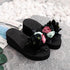 Women Bow Summer Sandals Slipper Indoor Outdoor Flip-flops Beach Shoes New Fashion Casual Flower Slipper High Heeled Bow-Knot Platform Flip Flops Beach Sandals Fashion Summer Slippers