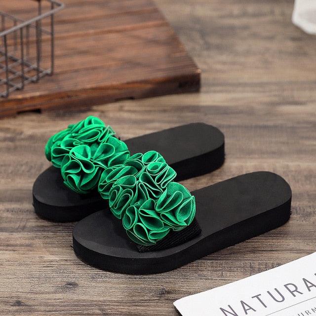 Women Bow Summer Sandals Slipper Indoor Outdoor Flip-flops Beach Shoes New Fashion Casual Flower Slipper High Heeled Bow-Knot Platform Flip Flops Beach Sandals Fashion Summer Slippers