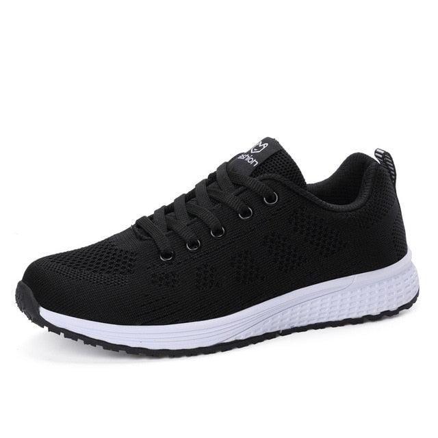 Women Casual Fashion Breathable Walking Mesh Lace Up Flat Sneakers Running Summer Sports Sneakers Fashion Casual Shoe Breathable Mesh Design