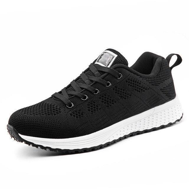 Women Casual Fashion Breathable Walking Mesh Lace Up Flat Sneakers Running Summer Sports Sneakers Fashion Casual Shoe Breathable Mesh Design