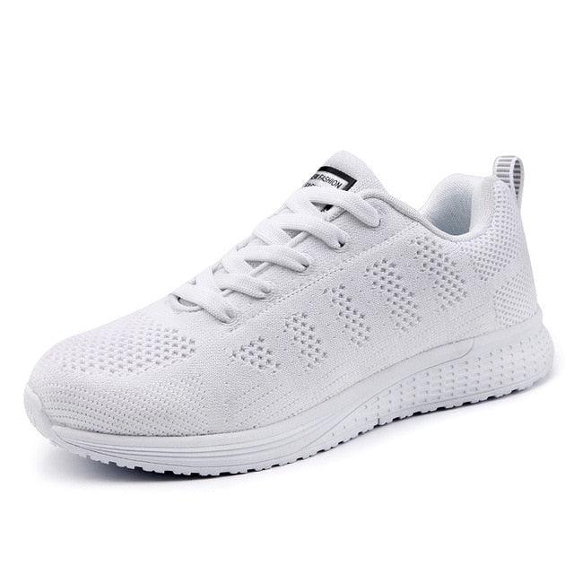 Women Casual Fashion Breathable Walking Mesh Lace Up Flat Sneakers Running Summer Sports Sneakers Fashion Casual Shoe Breathable Mesh Design