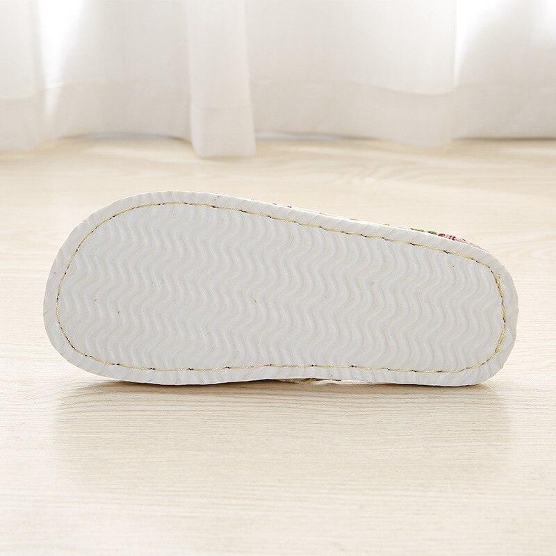 Women Casual Floral Home Slippers Soft Non-slip Foam Bottom Slippers Spring Autumn Indoor Couple Linen Slipper Flip Flops Slides Slip-On Indoor Slippers For Women Soft Womens Flannel Home Bedroom Slippers