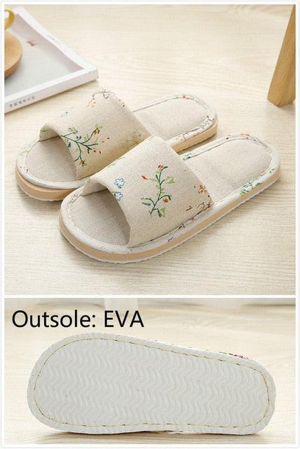 Women Casual Floral Indoor Home Slippers Flower Soft Slippers Spring Autumn Flip Flops Slides Slippers Cozy Casual Footwear Cloth Slippers Open Toe Low-Top Flat Slipper Indoor House Slippers