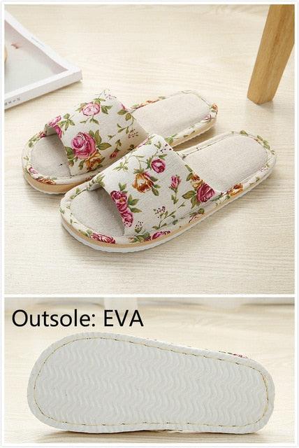 Women Casual Floral Indoor Home Slippers Flower Soft Slippers Spring Autumn Flip Flops Slides Slippers Cozy Casual Footwear Cloth Slippers Open Toe Low-Top Flat Slipper Indoor House Slippers