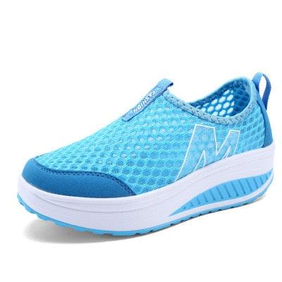 Women Casual Sneakers Sport Fashion Height Increasing Woman Breathable Air Mesh Sneakers Platform Tennis Walking Sneakers Comfortable Lightweight Casual Fitness Shoes