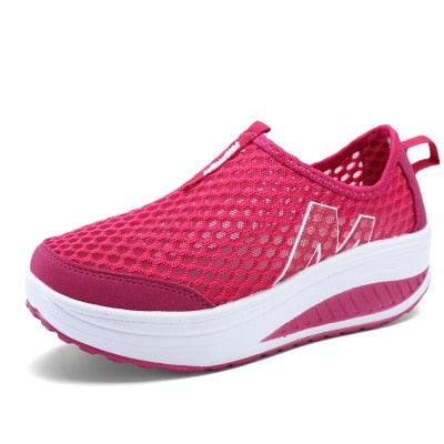 Women Casual Sneakers Sport Fashion Height Increasing Woman Breathable Air Mesh Sneakers Platform Tennis Walking Sneakers Comfortable Lightweight Casual Fitness Shoes