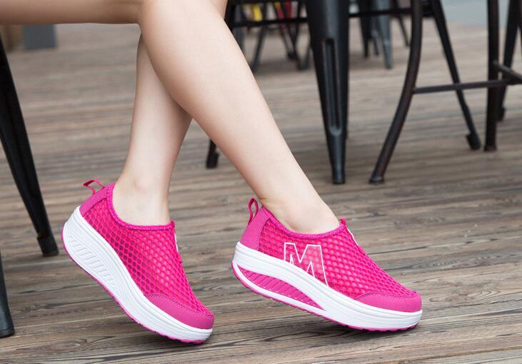 Women Casual Sneakers Sport Fashion Height Increasing Woman Breathable Air Mesh Sneakers Platform Tennis Walking Sneakers Comfortable Lightweight Casual Fitness Shoes