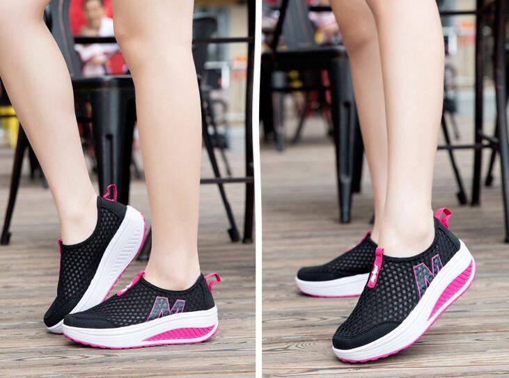 Women Casual Sneakers Sport Fashion Height Increasing Woman Breathable Air Mesh Sneakers Platform Tennis Walking Sneakers Comfortable Lightweight Casual Fitness Shoes