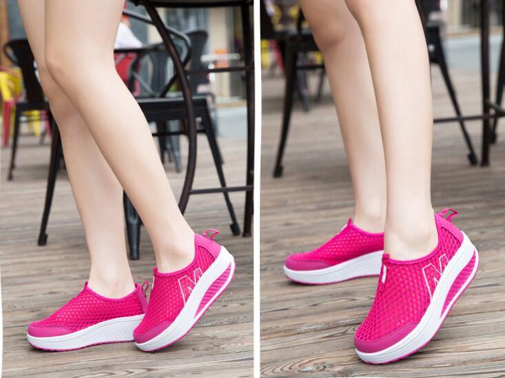 Women Casual Sneakers Sport Fashion Height Increasing Woman Breathable Air Mesh Sneakers Platform Tennis Walking Sneakers Comfortable Lightweight Casual Fitness Shoes