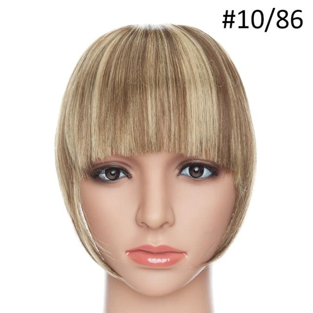 Women Clip In Hair Bangs Hairpiece Clip In Hair Extension Synthetic Hair Extension Blunt Bangs Fake Bangs For Women Flat Neat Bangs With Temples For Women One Piece Hairpiece