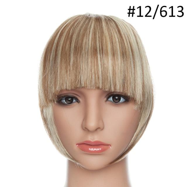 Women Clip In Hair Bangs Hairpiece Clip In Hair Extension Synthetic Hair Extension Blunt Bangs Fake Bangs For Women Flat Neat Bangs With Temples For Women One Piece Hairpiece