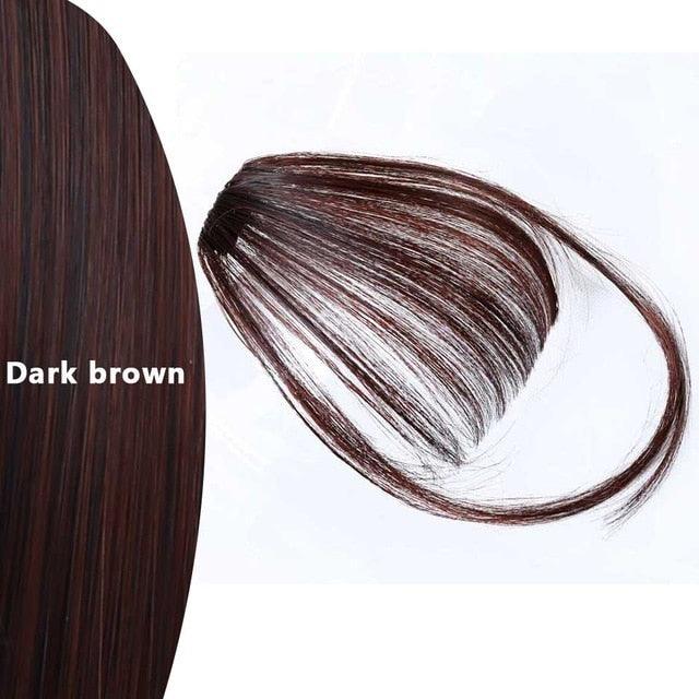 Women Clip In Hair Bangs Hairpiece Synthetic Fake Hair Piece Clip In Hair Extensions Front Natural Flat Neat Fringe Bangs With Temples For Women One Piece Hairpiece