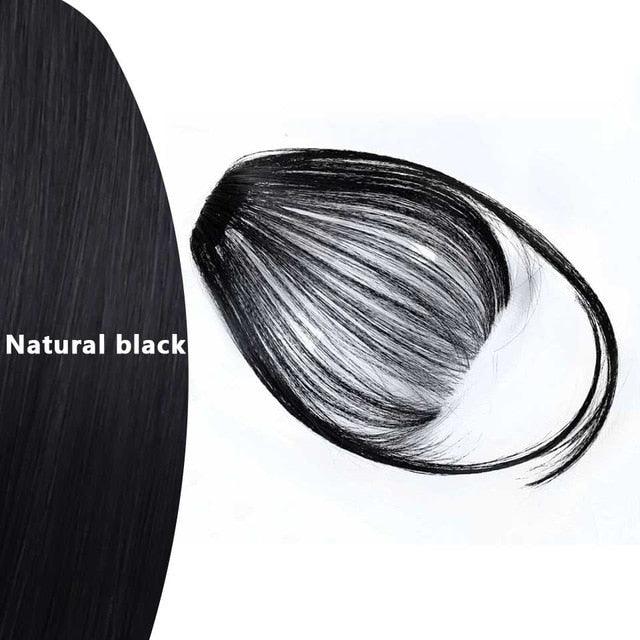 Women Clip In Hair Bangs Hairpiece Synthetic Fake Hair Piece Clip In Hair Extensions Front Natural Flat Neat Fringe Bangs With Temples For Women One Piece Hairpiece