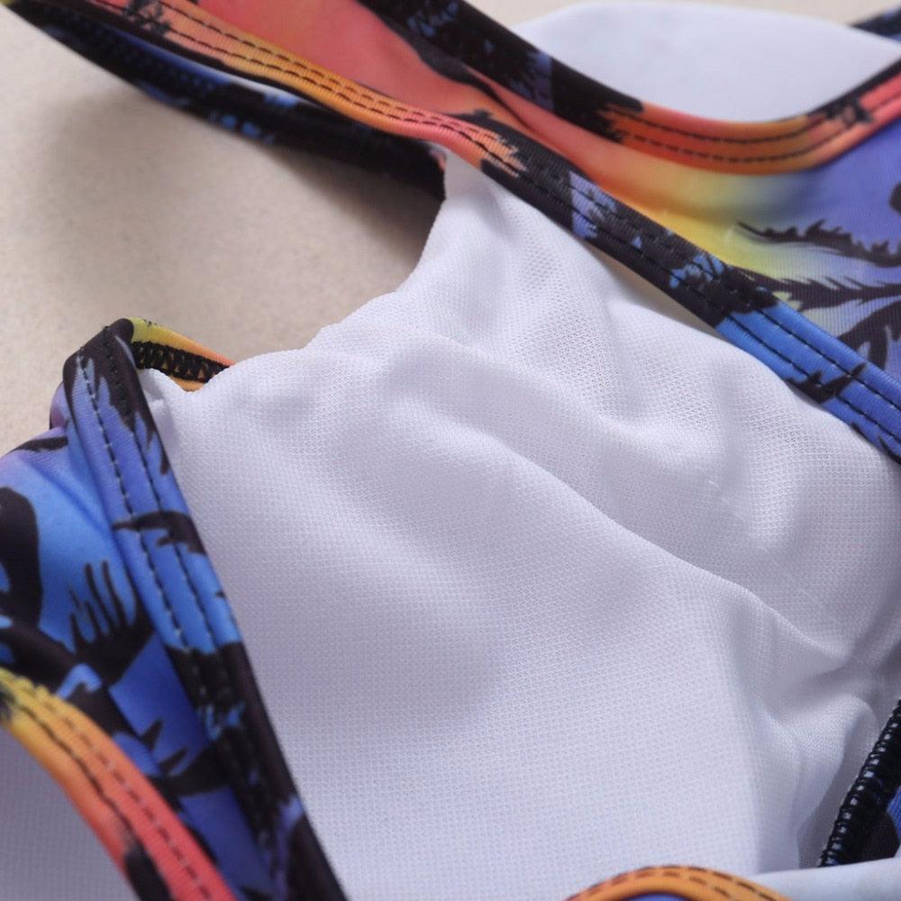 Women Crop Top Swimsuit High Waist Shorts Floral Bikini Beach Swimwear Beachwear New  Women's Halter High Waist Bikini Two Piece Swimsuits Matching Soft Bathing Suits