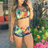 Women Crop Top Swimsuit High Waist Shorts Floral Bikini Beach Swimwear Beachwear New  Women's Halter High Waist Bikini Two Piece Swimsuits Matching Soft Bathing Suits