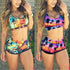 Women Crop Top Swimsuit High Waist Shorts Floral Bikini Beach Swimwear Beachwear New  Women's Halter High Waist Bikini Two Piece Swimsuits Matching Soft Bathing Suits