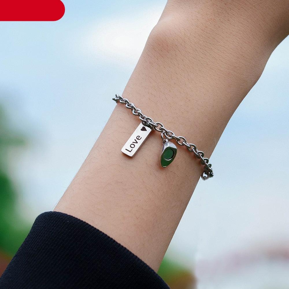 Women Cute Heart Magnet Couple Bracelet Charm Jewelry Stainless Steel Chain Bracelets Magnetic Bracelets For Couples Matching Bracelets Promise Bracelet Stainless Steel Chain For Women Men