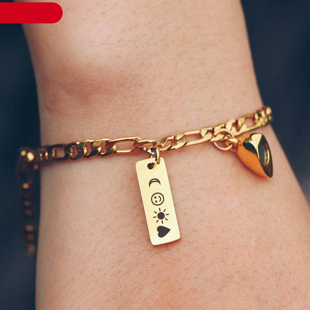 Women Cute Heart Magnet Couple Bracelet Charm Jewelry Stainless Steel Chain Bracelets Magnetic Bracelets For Couples Matching Bracelets Promise Bracelet Stainless Steel Chain For Women Men