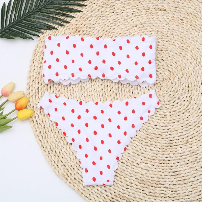 Women Dot Bikini Women Two Piece Swimsuit Women's Bikini Set Swimsuit Micro Strapless 2 Piece Bathing Suit Tie Side Bikini Bottoms Push Up Swimwear Bathing Suit Beach Wear Swimming Suit